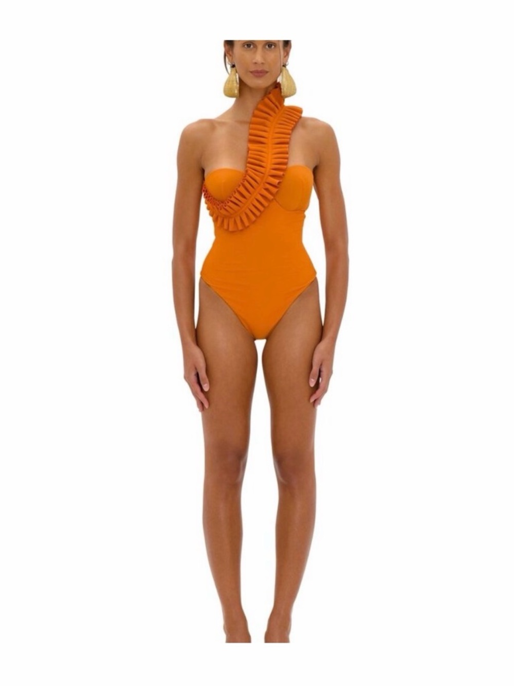 Andrea Iyamah Nisi one piece in orange, size small.